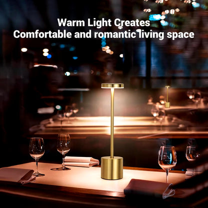 LED Table Lamp Touch Sensor Rechargeable Desktop Night Light Wireless Reading Lamp for Restaurant Hotel Bar Bedroom Decor Light