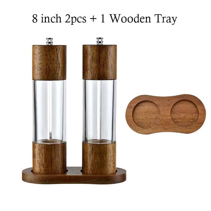 Antique Color Wooden Pepper Mill Manual Salt Spice Grinder with Adjustable Ceramic Core Pepper Grinder Kitchen Helper