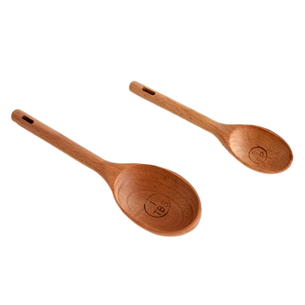 4Pcs/Set High Quality Wooden Measuring Spoon Cooking Utensil Tools Soup Teaspoon Tableware Honey Spoon Kitchen Accessories