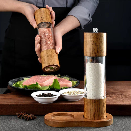 Antique Color Wooden Pepper Mill Manual Salt Spice Grinder with Adjustable Ceramic Core Pepper Grinder Kitchen Helper