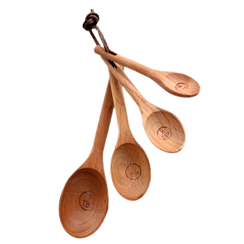 4Pcs/Set High Quality Wooden Measuring Spoon Cooking Utensil Tools Soup Teaspoon Tableware Honey Spoon Kitchen Accessories